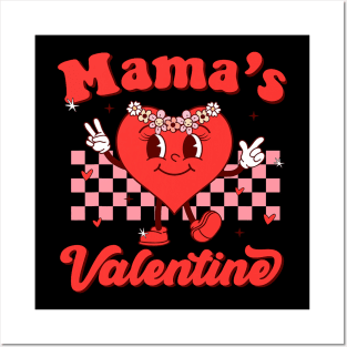 Retro Groovy Mama is My Valentine Cute Heart Boys Girls Kids Posters and Art